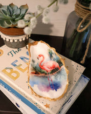 Flamingo Oyster Shell Jewelry Dish