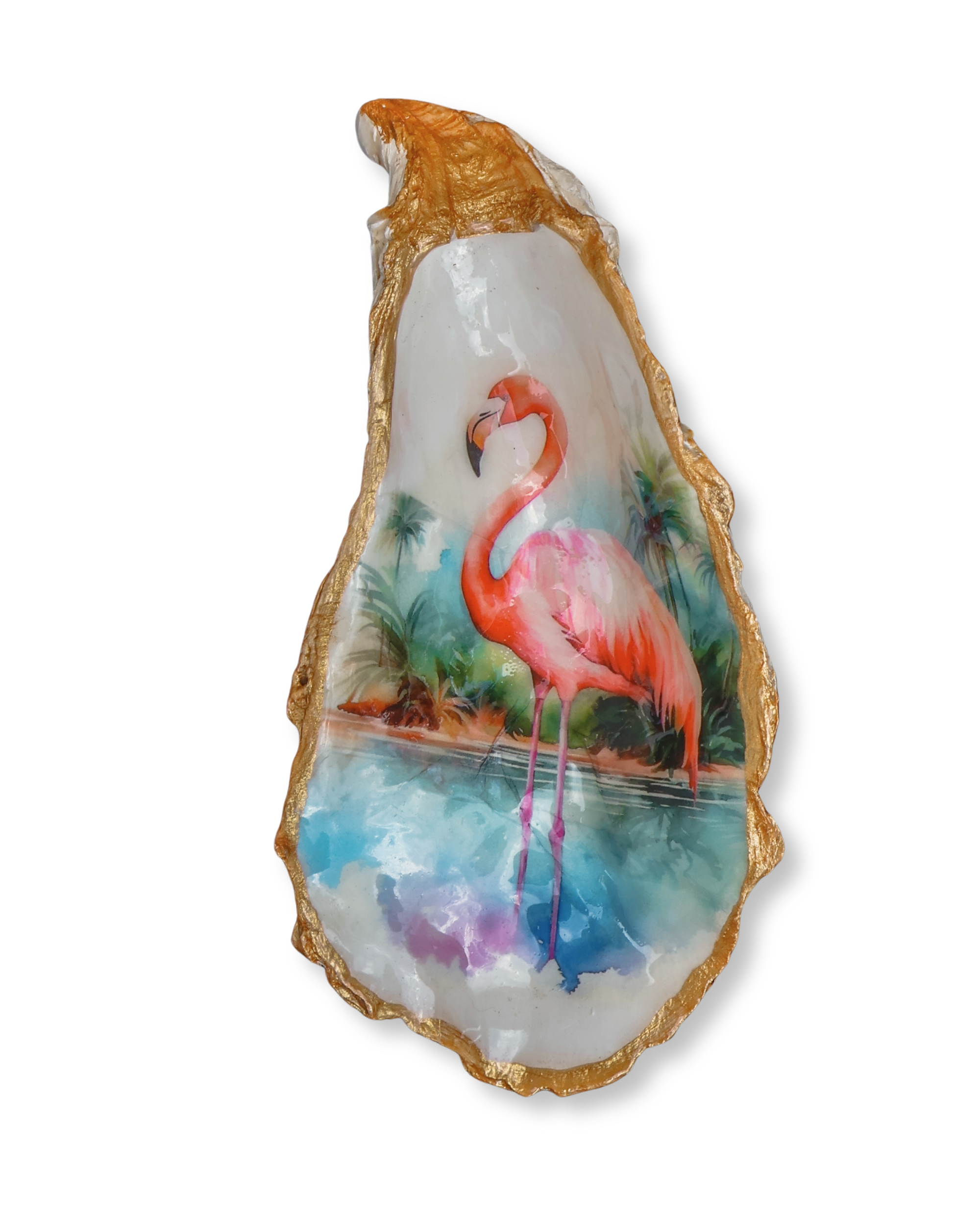 Flamingo Oyster Shell Jewelry Dish