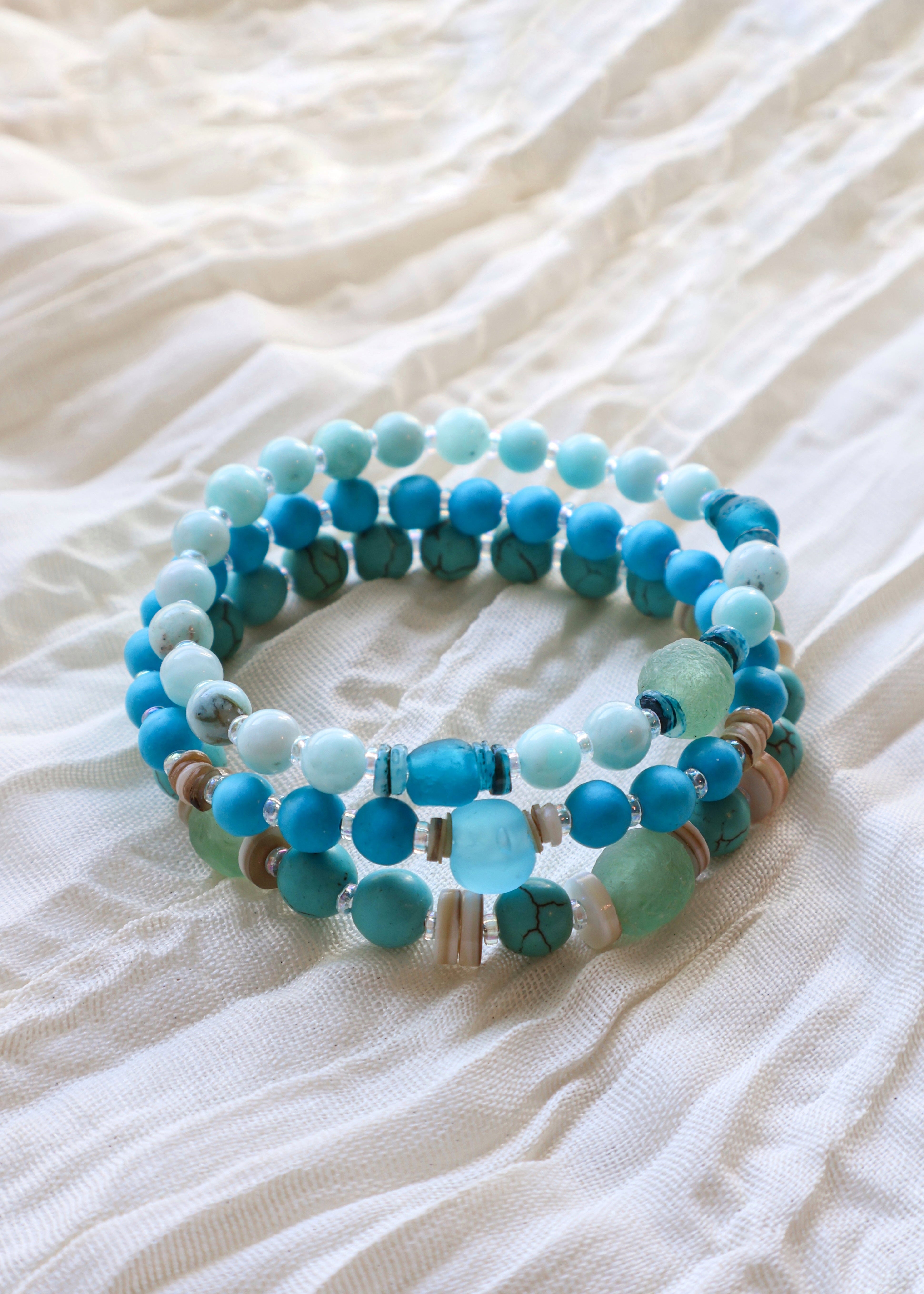 Aqua Glow Bracelet Stack