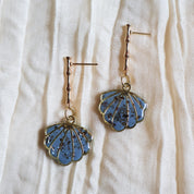 Dark Blue Shell Earrings