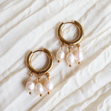 Sunlit Pearl Hoops