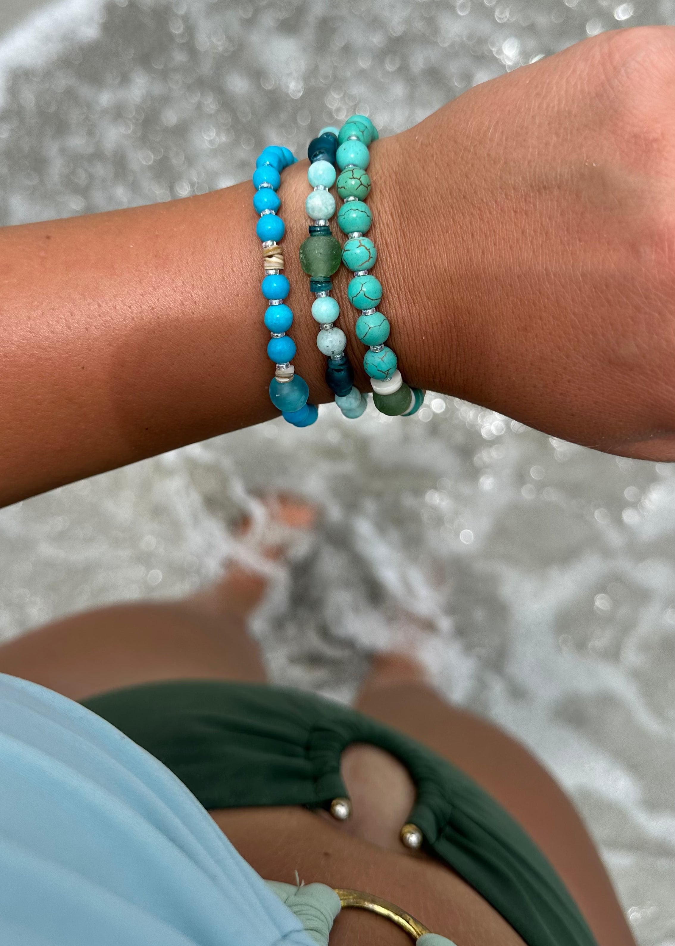 Aqua Glow Bracelet Stack